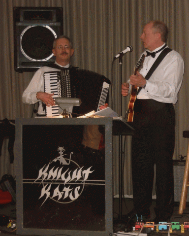 A picture of the Knight Kats band from 2008, featuring Tom Brown (MIDI accordion) and Jim Stefan (guitar & vocals)